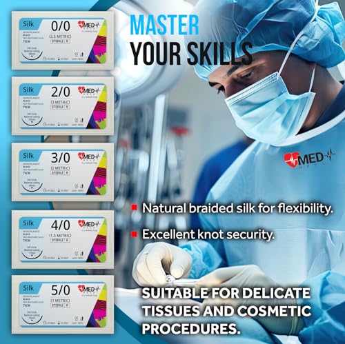 MedHelp 24-Pack Suture Practice Kit – Mixed 2/0, 3/0, 4/0 Threads with Needles, Educational Training Only