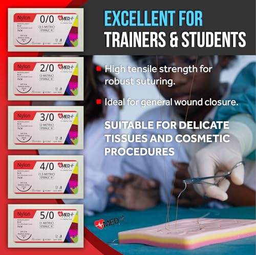 MedHelp 24-Pack Suture Practice Kit – Mixed 2/0, 3/0, 4/0 Threads with Needles, Educational Training Only