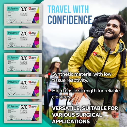 MedHelp 24-Pack Suture Practice Kit – Mixed 2/0, 3/0, 4/0 Threads with Needles, Educational Training Only