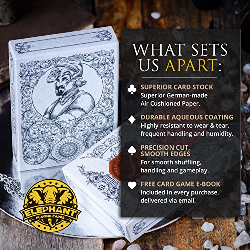 Medieval Playing Cards with Red Wax Seal & Free eBook – Premium Black Poker Deck by Elephant Playing Cards