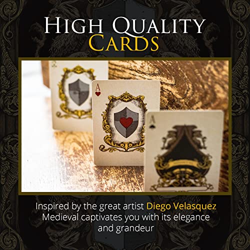 Medieval Playing Cards with Wax Seal & Free eBook – Black Poker Deck by Elephant Playing Cards