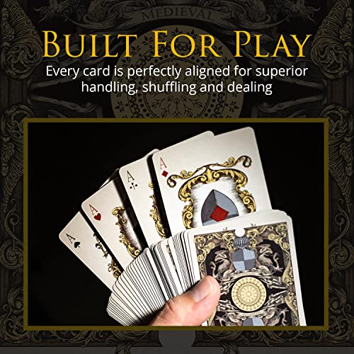 Medieval Playing Cards with Wax Seal & Free eBook – Black Poker Deck by Elephant Playing Cards