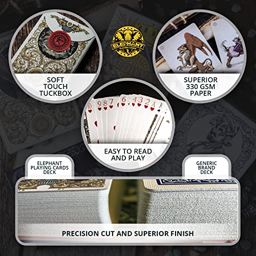 Medieval Playing Cards with Wax Seal & Free eBook – Black Poker Deck by Elephant Playing Cards