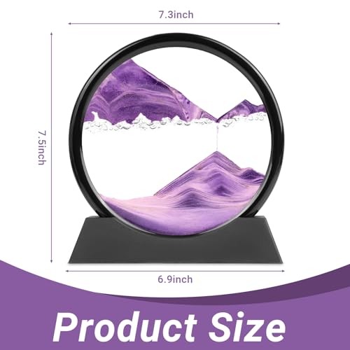 Meeitec 7-Inch Purple Moving Sand Art – 3D Liquid Motion Sandscape for Desk Relaxation