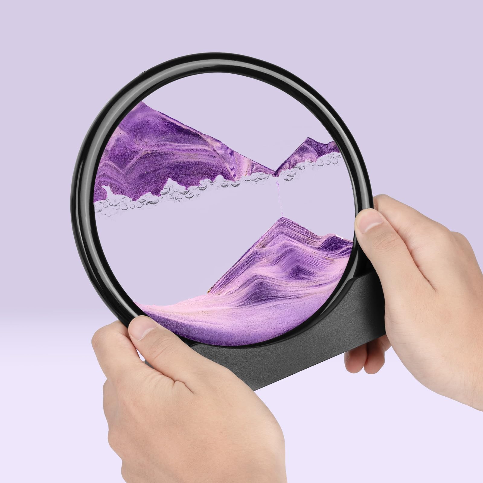Meeitec 7-Inch Purple Moving Sand Art – 3D Liquid Motion Sandscape for Desk Relaxation