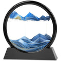 Meeitec Moving Sand Art 7 Inch Blue Round Glass Sandscape – Calming Desktop Decor with Unique 3D Liquid Motion