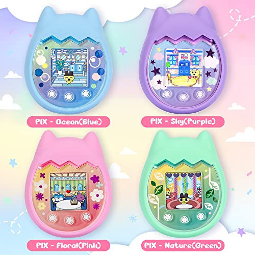 Meetikar Pink Silicone Cover for Tamagotchi Pix with Lanyard