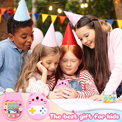 Meetikar Pink Silicone Cover for Tamagotchi Pix with Lanyard