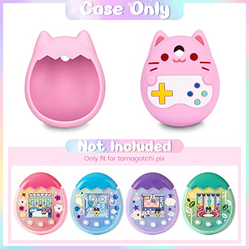 Meetikar Pink Silicone Cover for Tamagotchi Pix with Lanyard