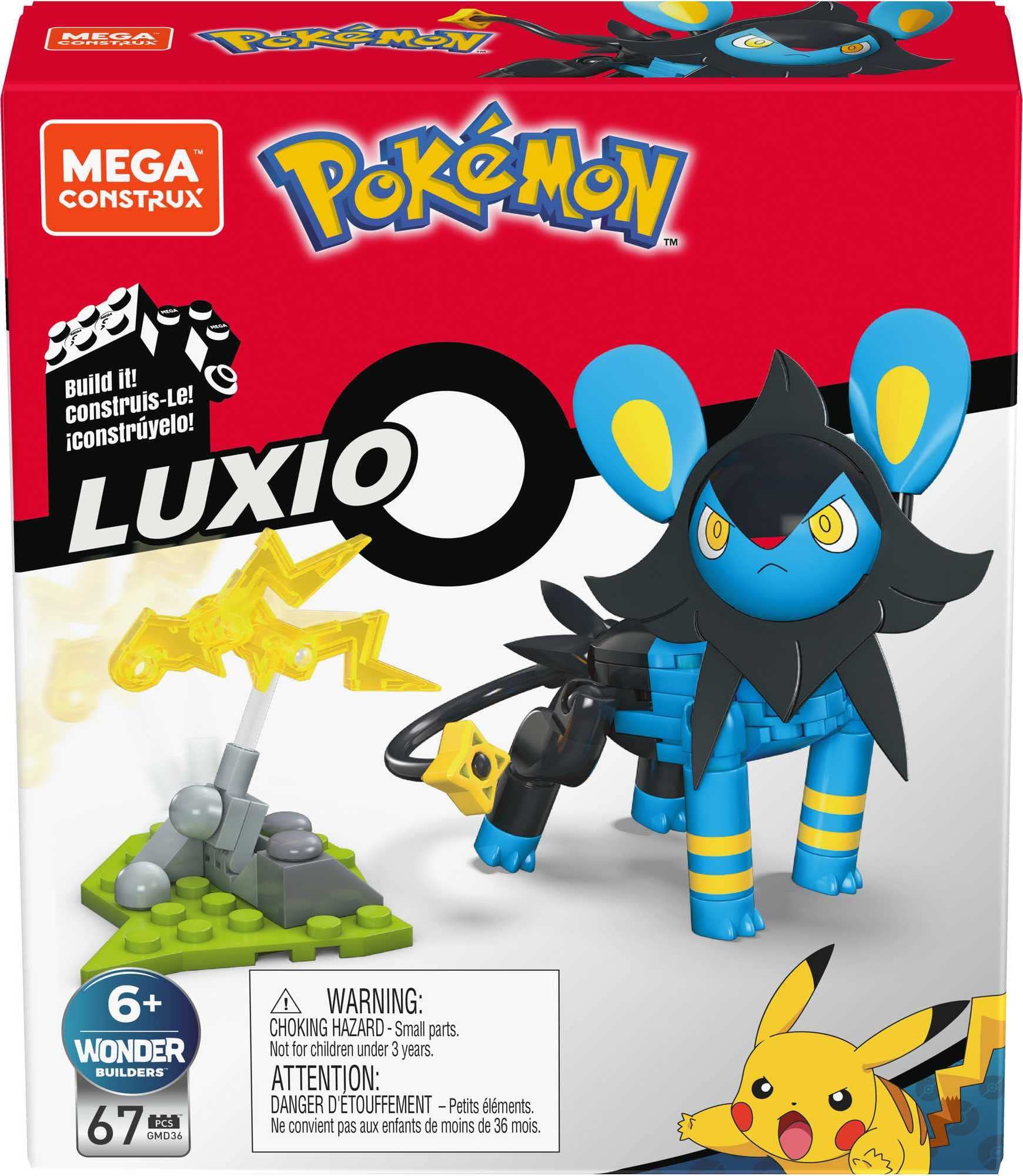 Mega Construx Pokemon Luxio Building Set - 67 Pieces with Electric Battle Effect