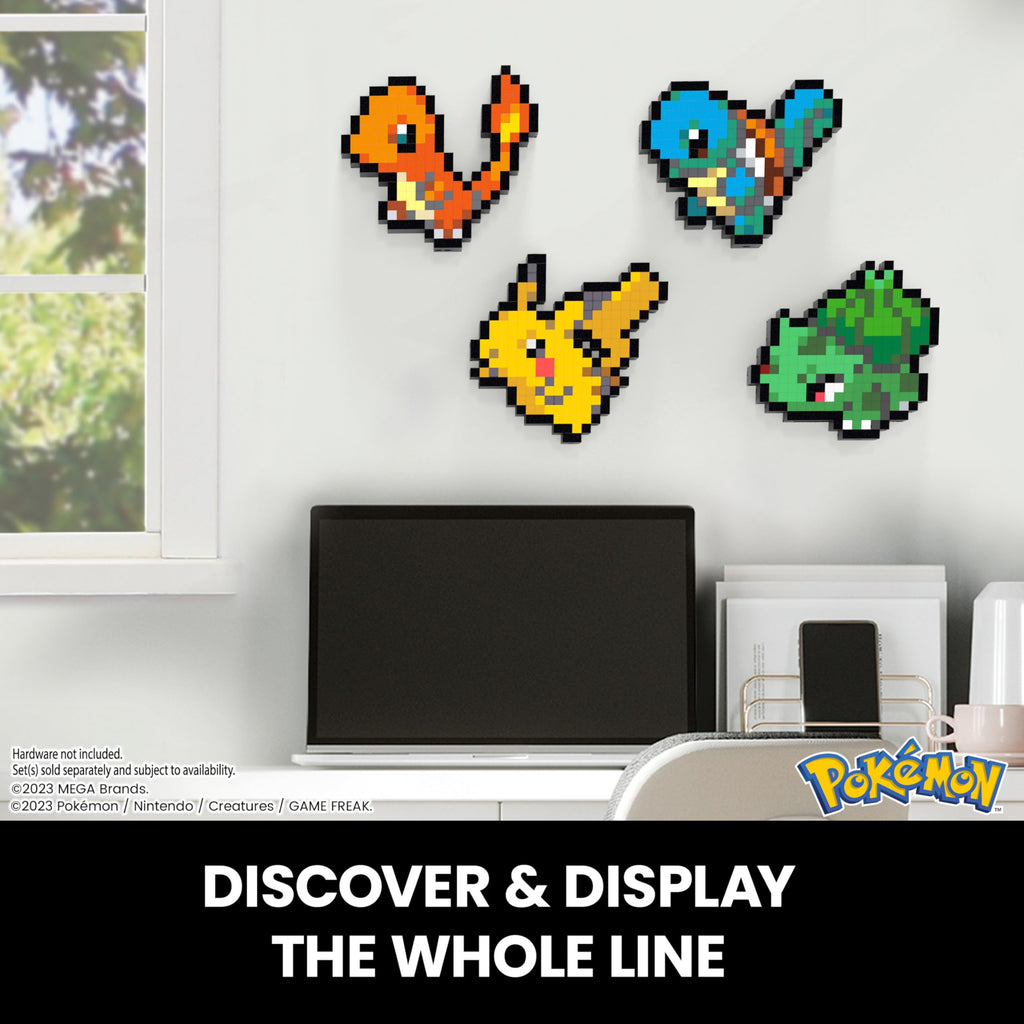 Mega Pokémon Bisasam Retro Look - 15 cm Buildable Pixel Art Figure with Wall Mount, Officially Licensed