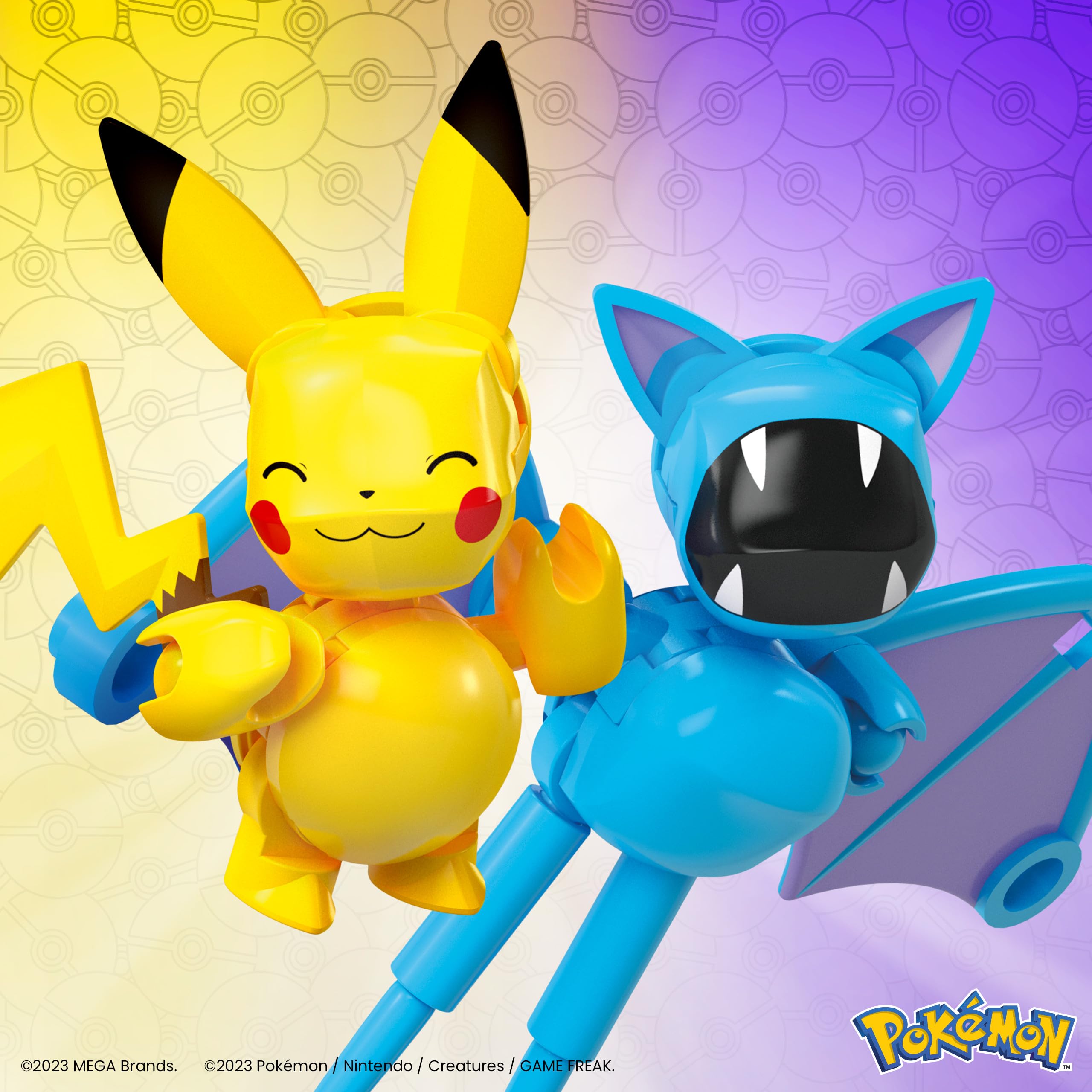 MEGA Pokémon Pikachu & Zubat Building Set with 2 Poké Balls, 40 Pieces, 2-Inch Figures for Kids Ages 7+