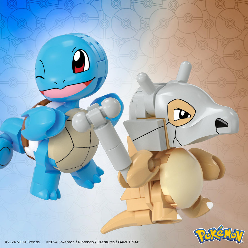 MEGA Pokémon Squirtle & Cubone Building Set – 45 Pieces, 2 Poseable Figures & Poké Balls