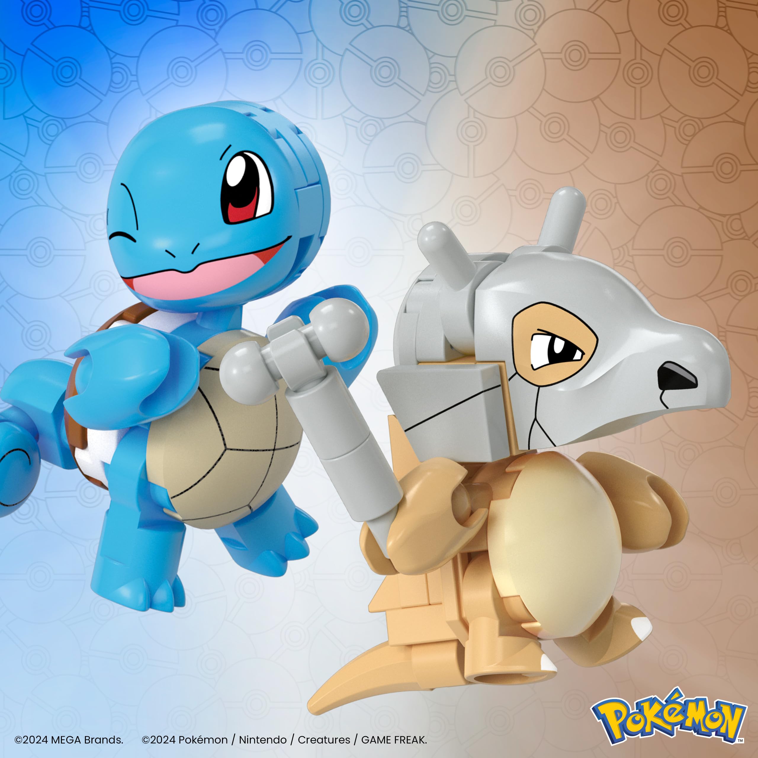 MEGA Pokémon Squirtle & Cubone Building Set – 45 Pieces, 2 Poseable Figures & Poké Balls