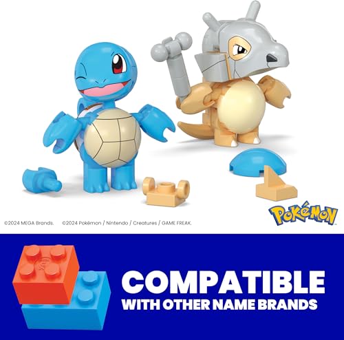MEGA Pokémon Squirtle & Cubone Building Set – 45 Pieces, 2 Poseable Figures & Poké Balls