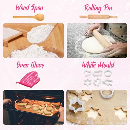 MEIDAYAI 23-Piece Kids Cooking Baking Set with Chef Hat & Apron – Pretend Play Kitchen Toys for 3-8 Year Old Girls