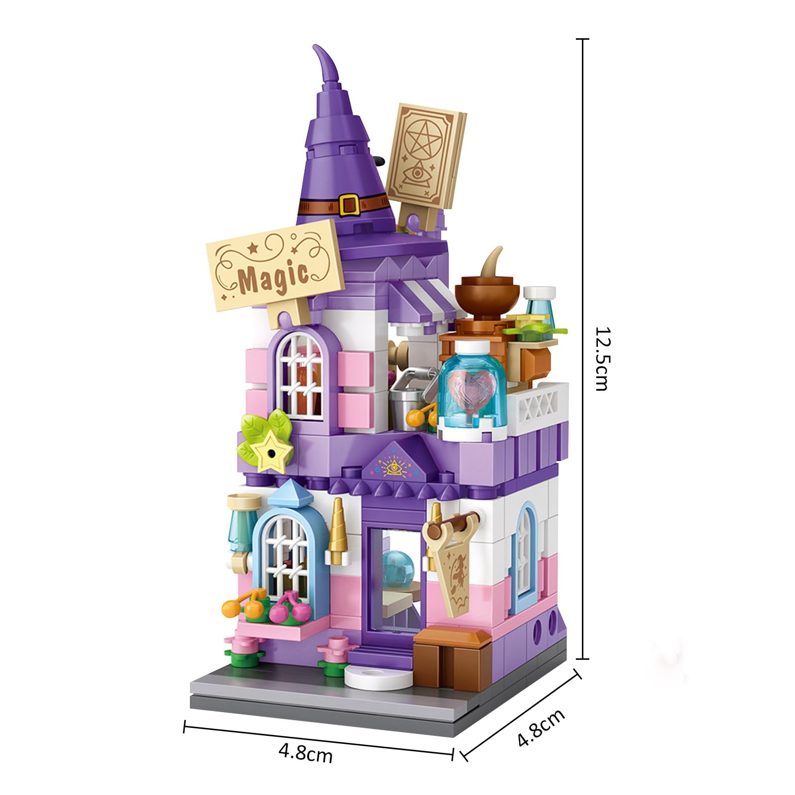 MEIEST 304-Piece Mini Street View Building Blocks – Wizard Shop Model for Home Decoration, Ages 14+