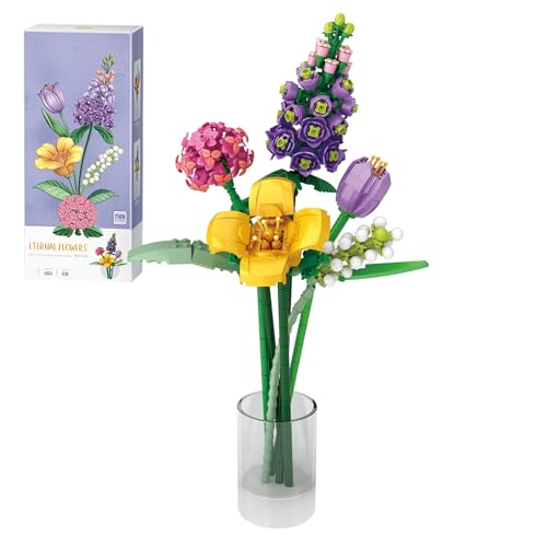 MEIEST Purple Flower Bouquet Building Blocks Set – Mini Bricks Plant Model for DIY Decor