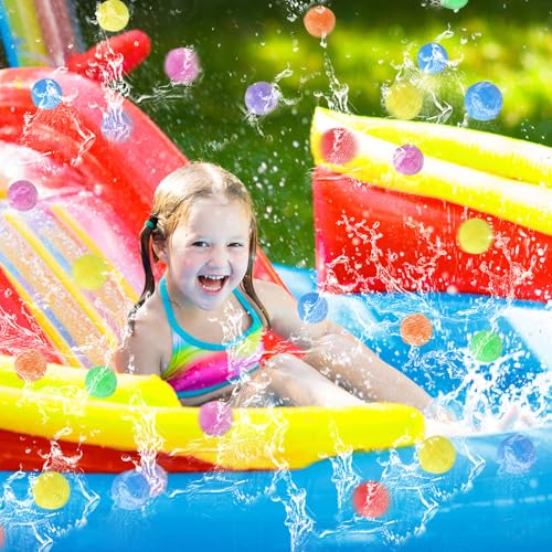 Meirrnyyu 140 Pcs Colorful Water Balls - Reusable Foam Sponge Balls for Pool, Beach, Outdoor Games (7 Colors)