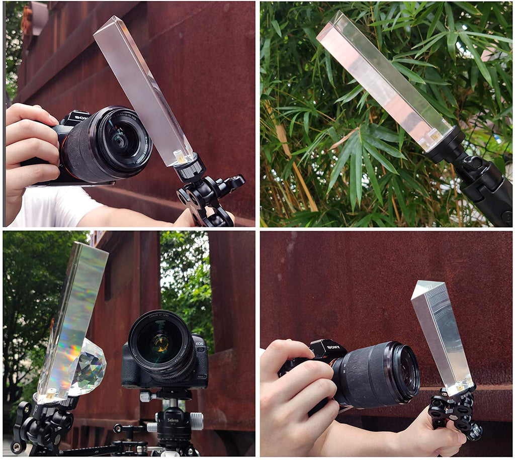 Meking Triangular Prism for Photography – K9 Optical Glass, 1/4" Threaded Mount, 5.12 Inches