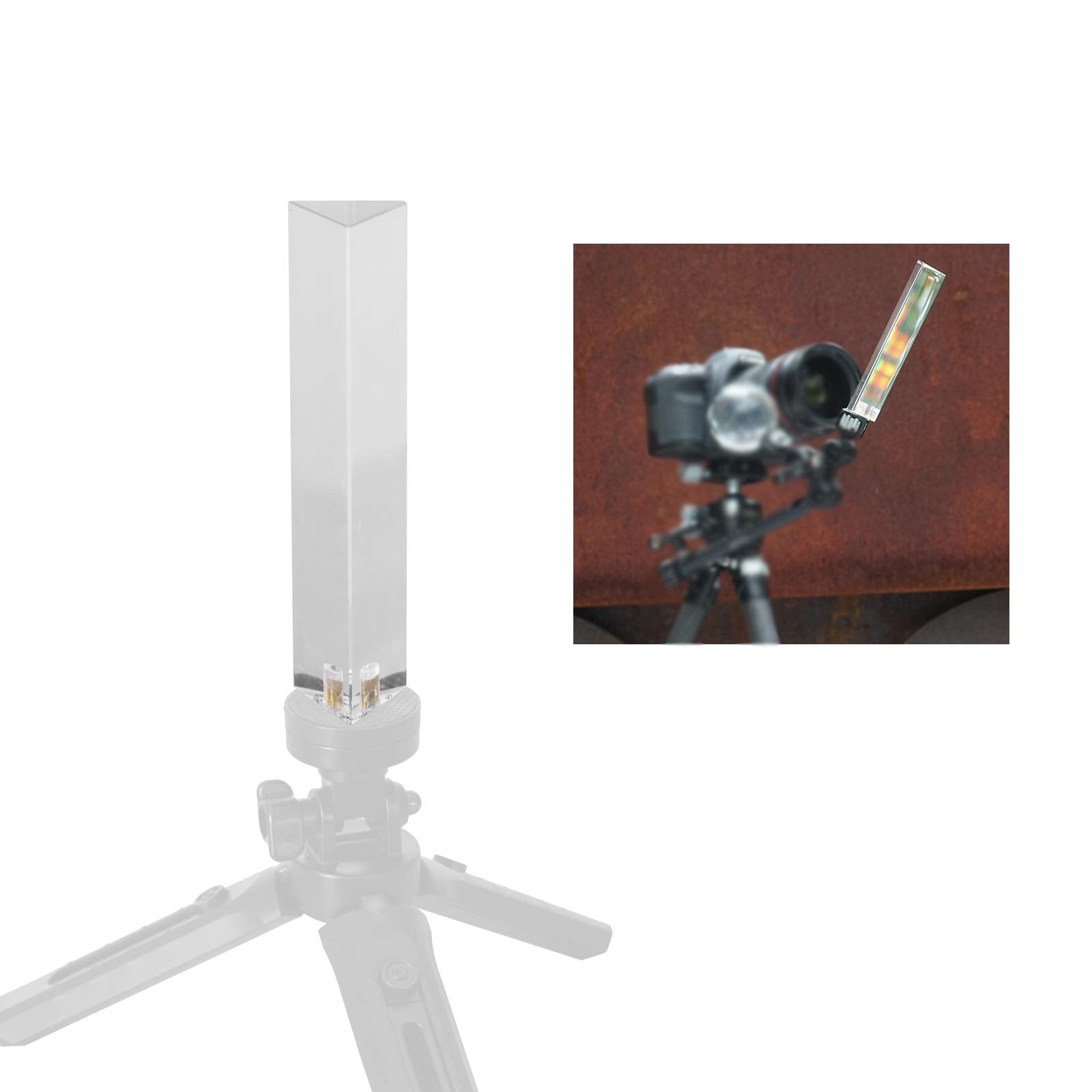 Meking Triangular Prism for Photography – K9 Optical Glass, 1/4" Threaded Mount, 5.12 Inches