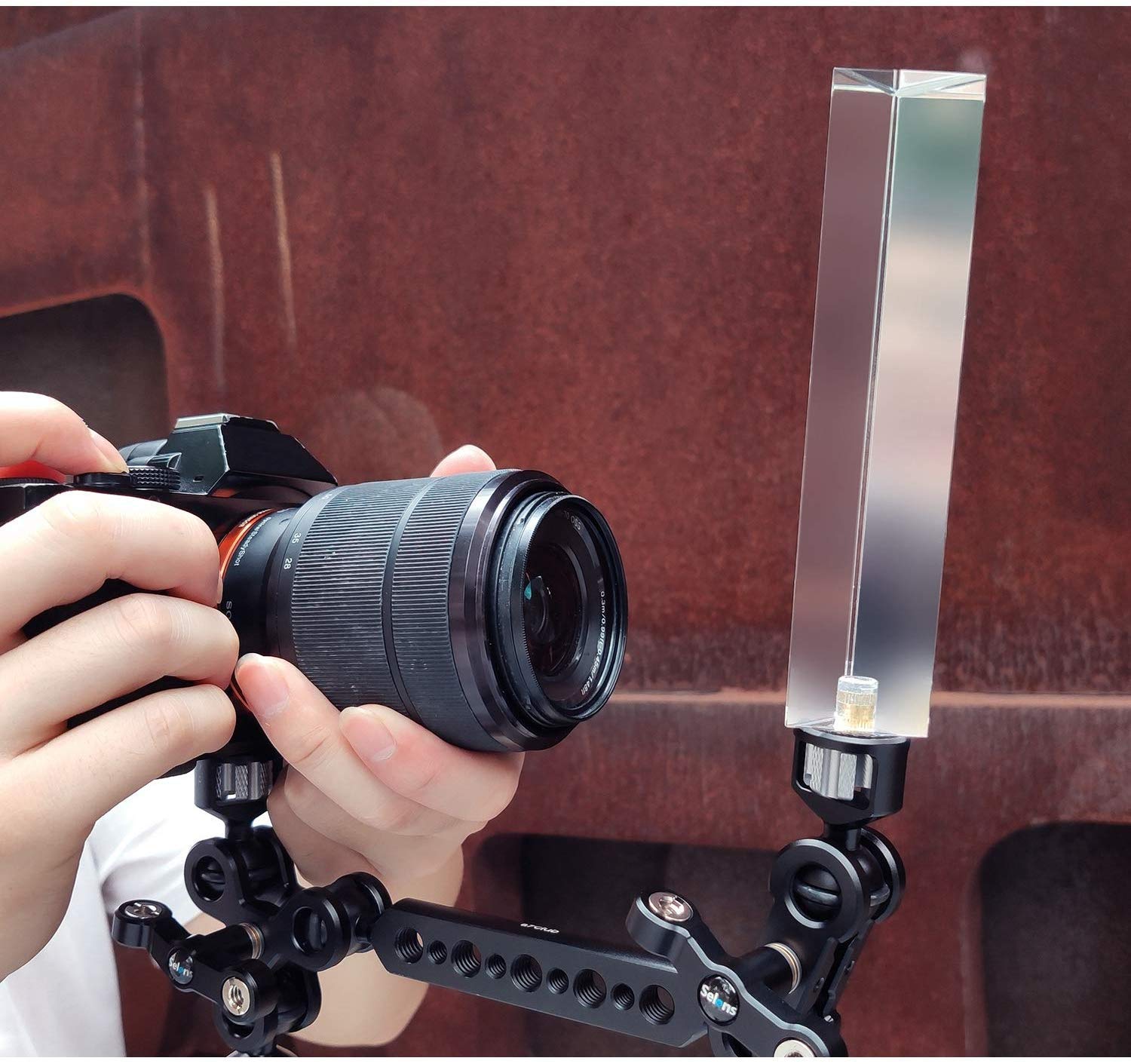 Meking Triangular Prism for Photography – K9 Optical Glass, 1/4" Threaded Mount, 5.12 Inches