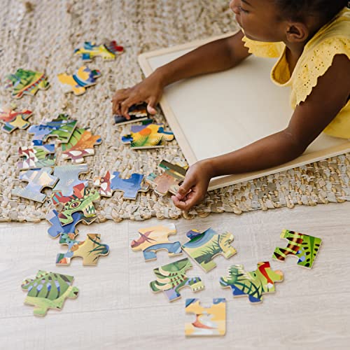 Melissa & Doug 24-Piece Wooden Dinosaur Jigsaw Puzzle with Tray