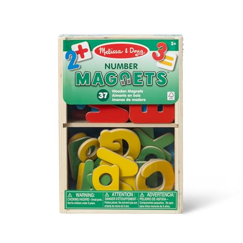 Melissa & Doug 37 Wooden Number Magnets – Numbers 0 to 20 with Math Signs in Wooden Box