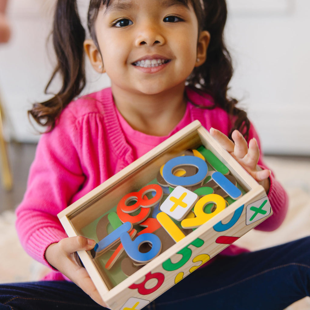 Melissa & Doug 37 Wooden Number Magnets – Numbers 0 to 20 with Math Signs in Wooden Box
