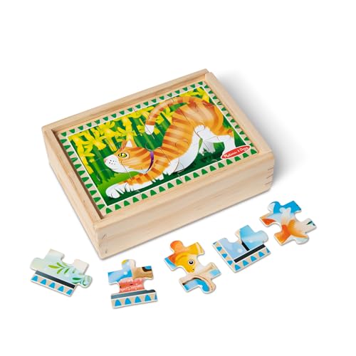 Melissa & Doug 4-in-1 Wooden Pet Jigsaw Puzzles – 48 Pieces with Storage Box, Ages 3+