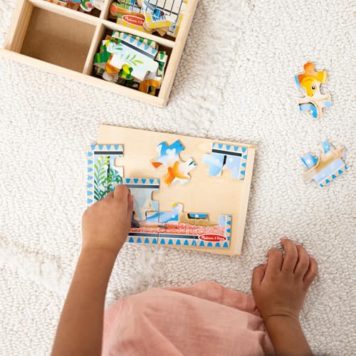 Melissa & Doug 4-in-1 Wooden Pet Jigsaw Puzzles – 48 Pieces with Storage Box, Ages 3+