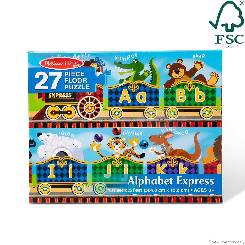Melissa & Doug Alphabet Express Floor Puzzle: 27-Piece Jumbo Puzzle, 10 Feet Long, FSC Certified
