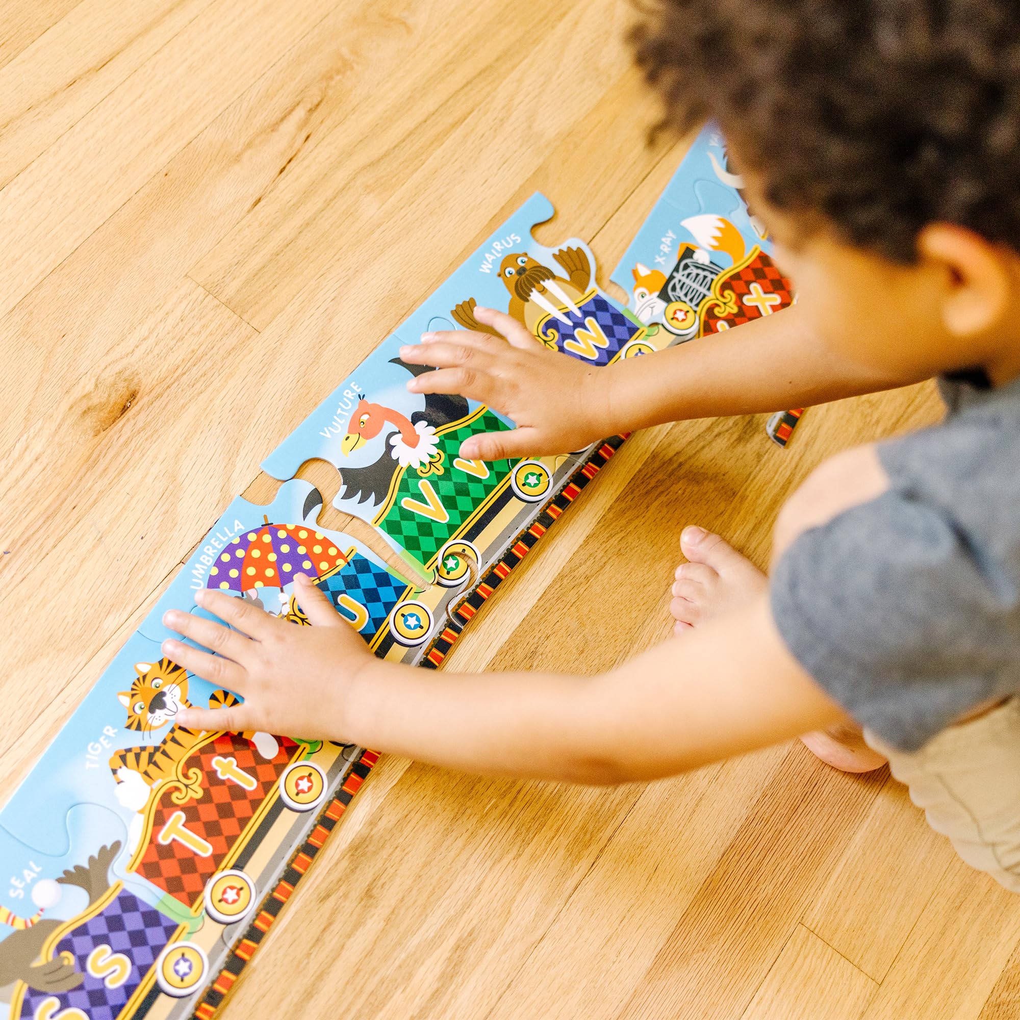 Melissa & Doug Alphabet Express Floor Puzzle: 27-Piece Jumbo Puzzle, 10 Feet Long, FSC Certified