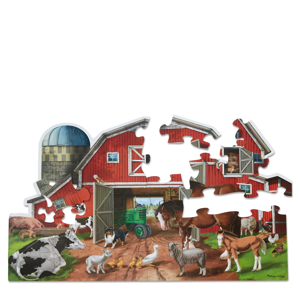 Melissa & Doug Busy Barn Shaped Jumbo Floor Puzzle – 32-Piece Barnyard Jigsaw for Kids Ages 3+ (FSC Certified)