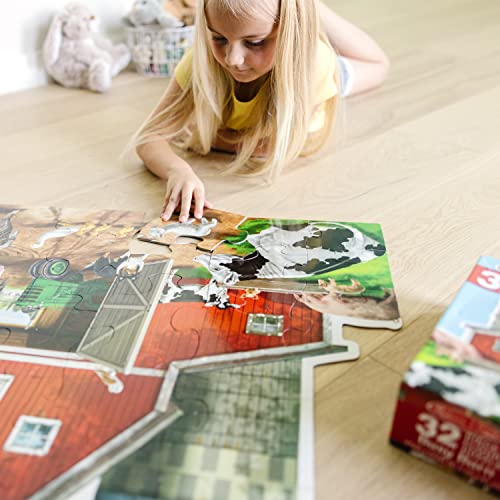 Melissa & Doug Busy Barn Shaped Jumbo Floor Puzzle – 32-Piece Barnyard Jigsaw for Kids Ages 3+ (FSC Certified)