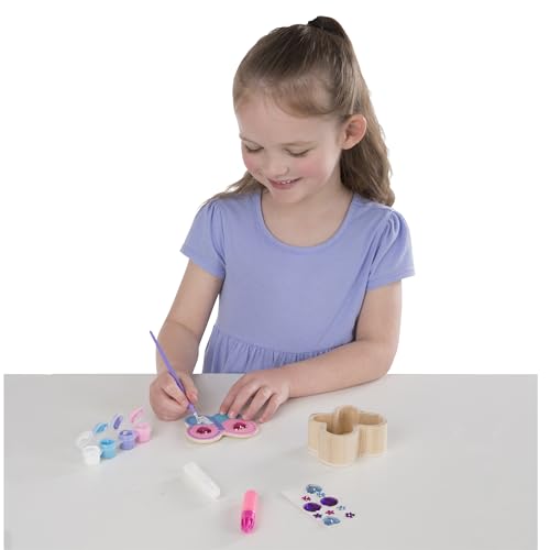 Melissa & Doug Butterfly Box Wooden Craft Kit with Paints, Gem Stickers, and Glitter Glue