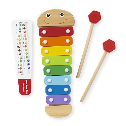 Melissa & Doug Caterpillar Xylophone – Wooden Musical Toy with Antenna Mallets, Ages 3-6, 15.25"
