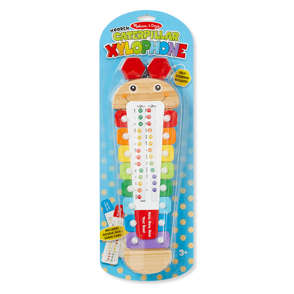 Melissa & Doug Caterpillar Xylophone – Wooden Musical Toy with Antenna Mallets, Ages 3-6, 15.25"