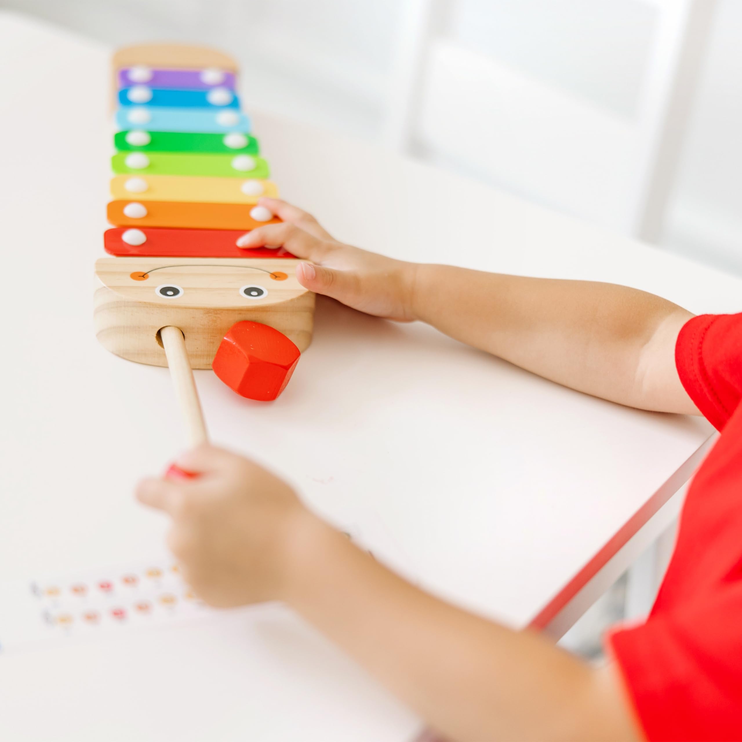 Melissa & Doug Caterpillar Xylophone – Wooden Musical Toy with Antenna Mallets, Ages 3-6, 15.25"