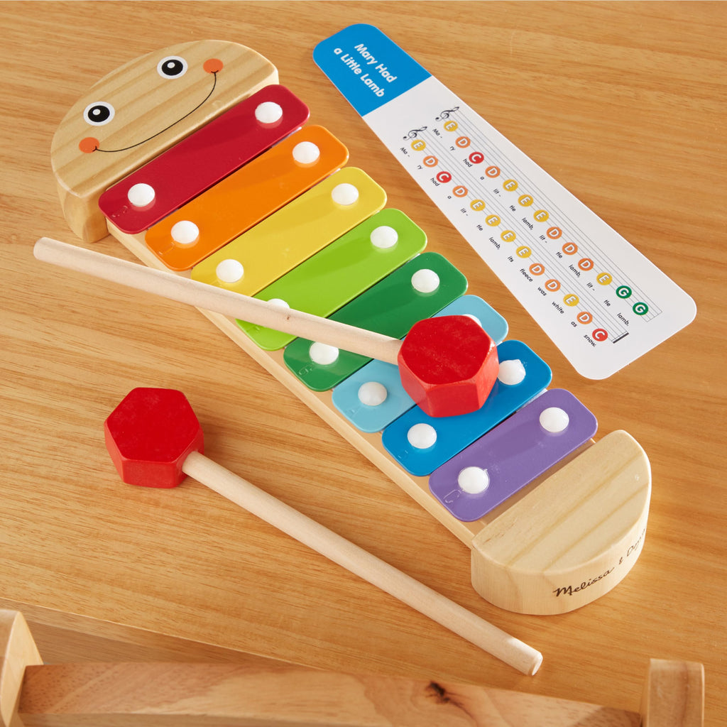 Melissa & Doug Caterpillar Xylophone – Wooden Musical Toy with Antenna Mallets, Ages 3-6, 15.25"