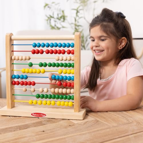 Melissa & Doug Classic Wooden Abacus – 100 Beads Counting Toy for Preschool Learning & Math Games