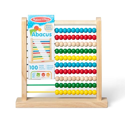 Melissa & Doug Classic Wooden Abacus – 100 Beads Counting Toy for Preschool Learning & Math Games