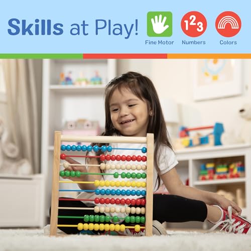 Melissa & Doug Classic Wooden Abacus – 100 Beads Counting Toy for Preschool Learning & Math Games