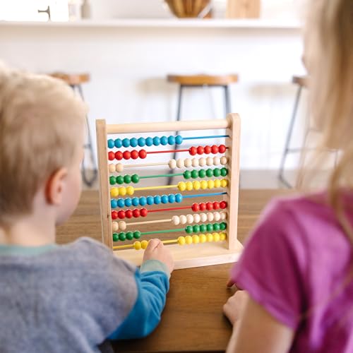 Melissa & Doug Classic Wooden Abacus – 100 Beads Counting Toy for Preschool Learning & Math Games