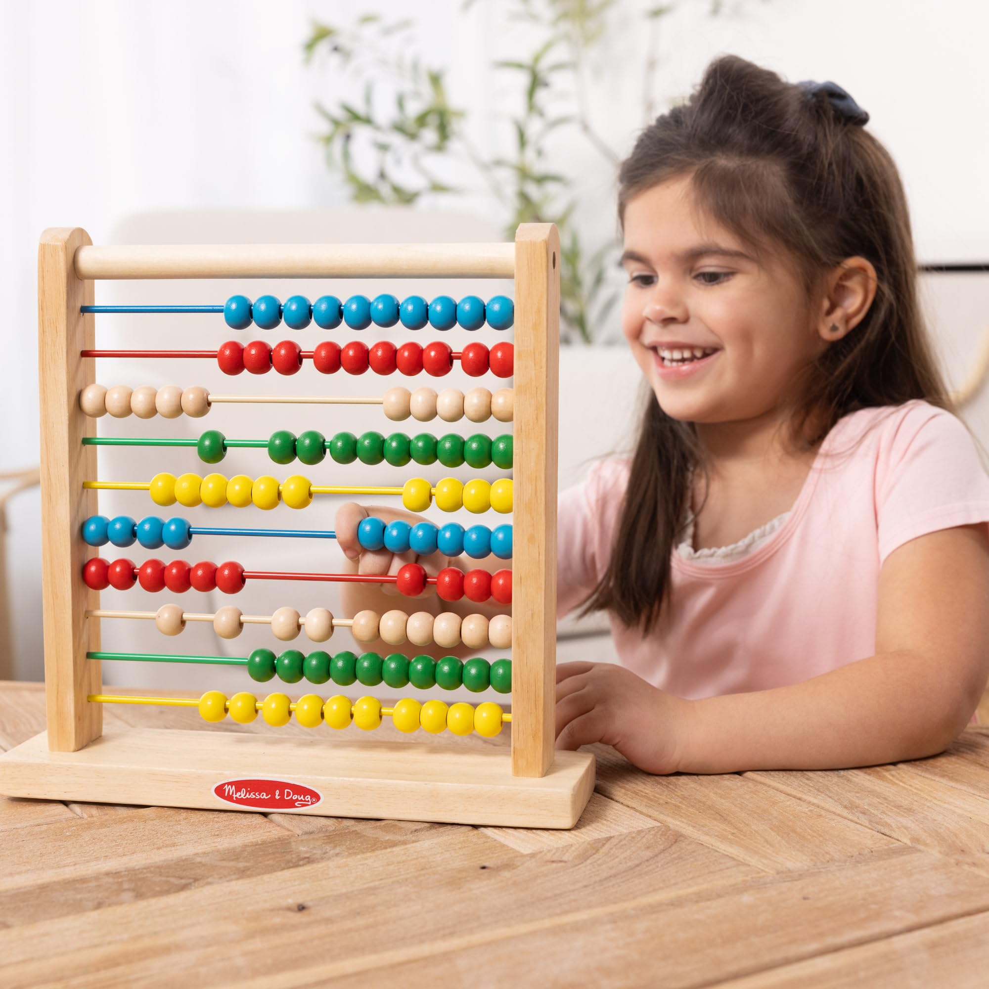 Melissa & Doug Classic Wooden Abacus – 100 Beads Counting Toy for Preschool Learning & Math Games