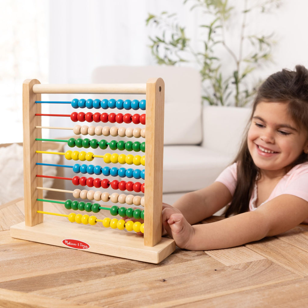 Melissa & Doug Classic Wooden Abacus – 100 Beads Counting Toy for Preschool Learning & Math Games