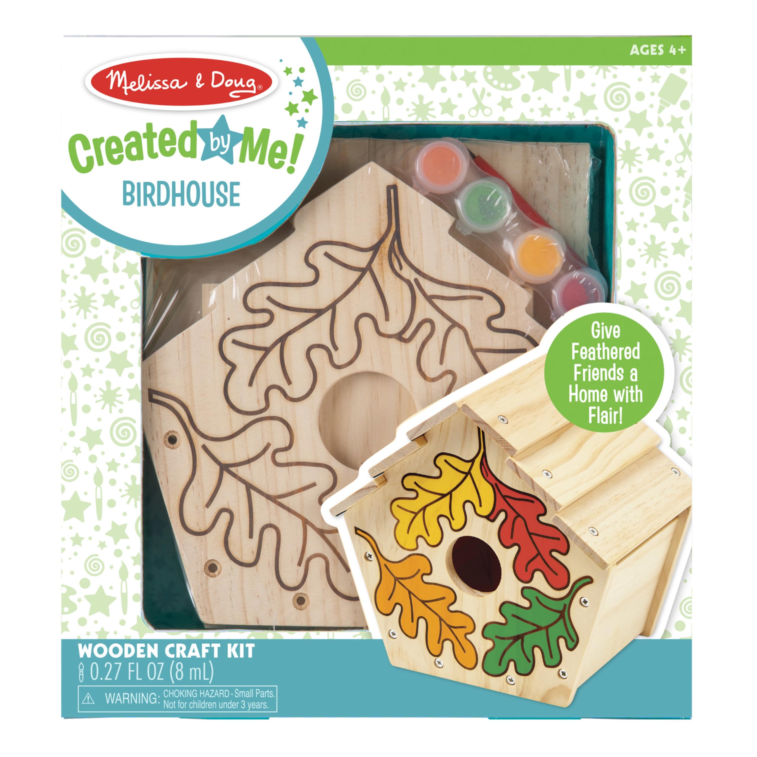 Melissa & Doug Created by Me! Birdhouse Kit – Build and Paint a Wooden Bird House for Kids Ages 4-7