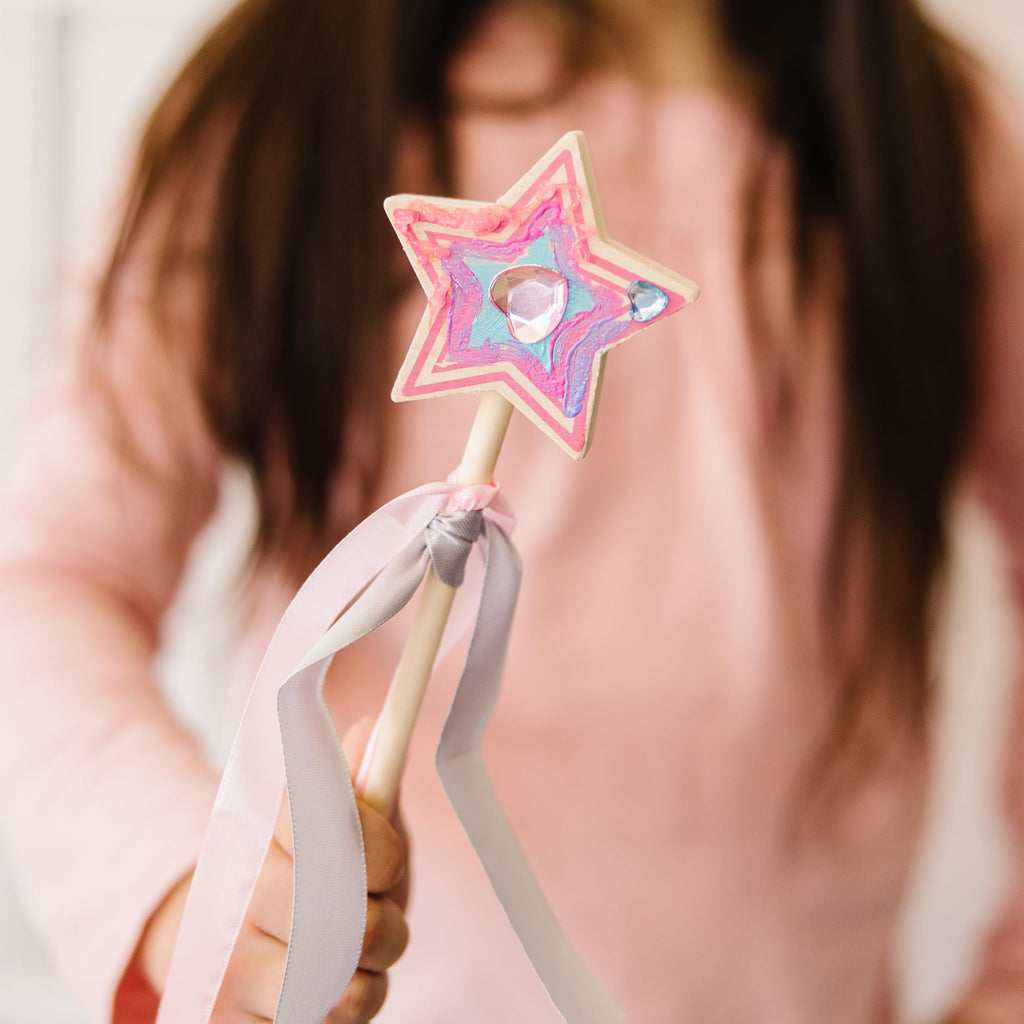 Melissa & Doug Created By Me! Princess Wand Craft Kit – Paint, Gems, Glitter & Ribbons for Kids Ages 4+