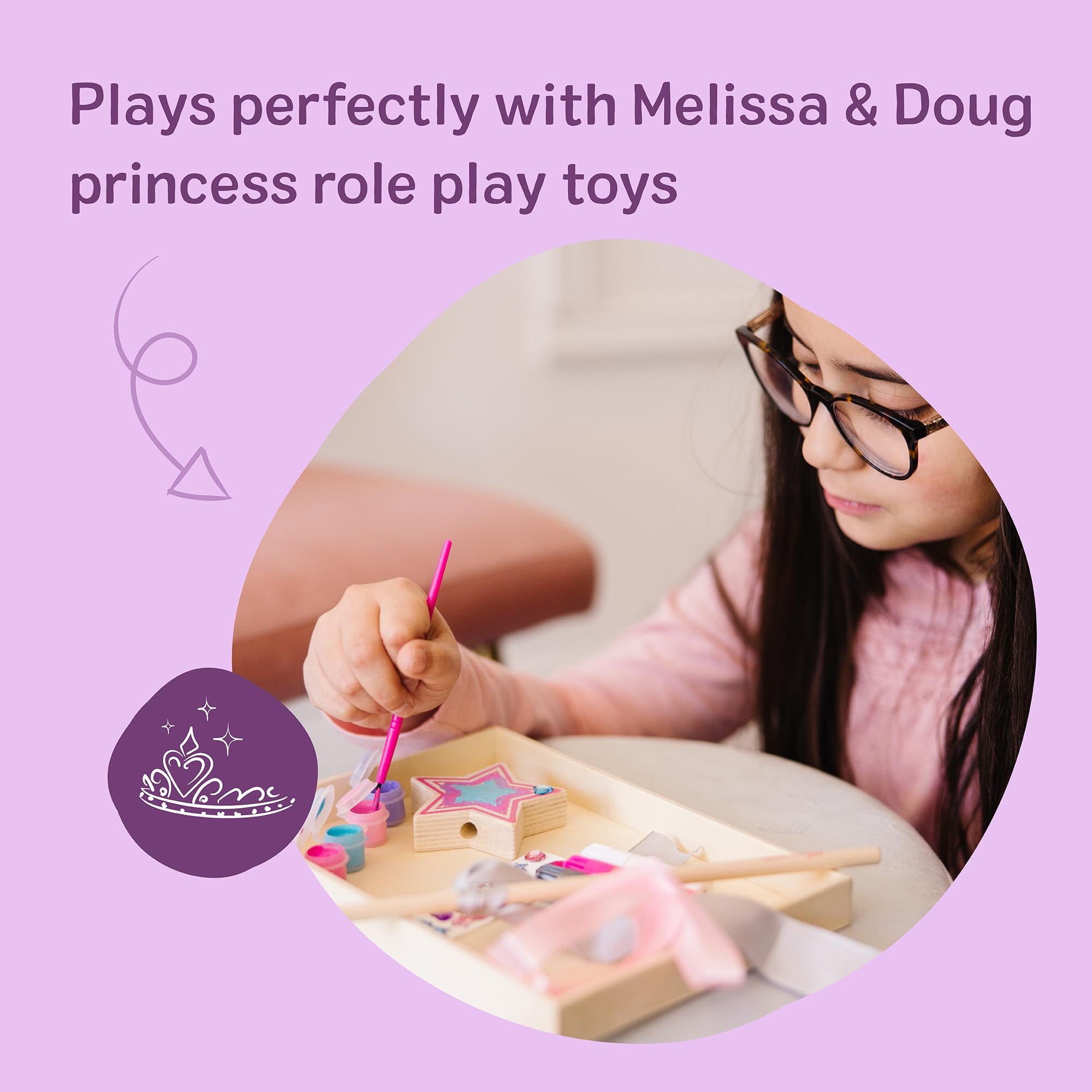 Melissa & Doug Created By Me! Princess Wand Craft Kit – Paint, Gems, Glitter & Ribbons for Kids Ages 4+