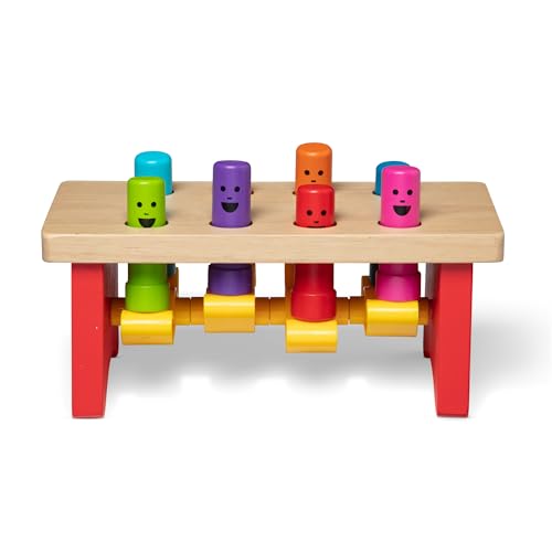 Melissa & Doug Deluxe Pounding Bench – Wooden Toddler Toy with Mallet, Ages 2+